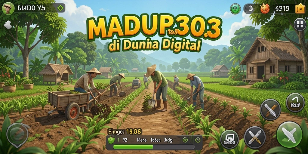 Tampilan gameplay MADU303 yang menawan dengan ladang hijau subur.