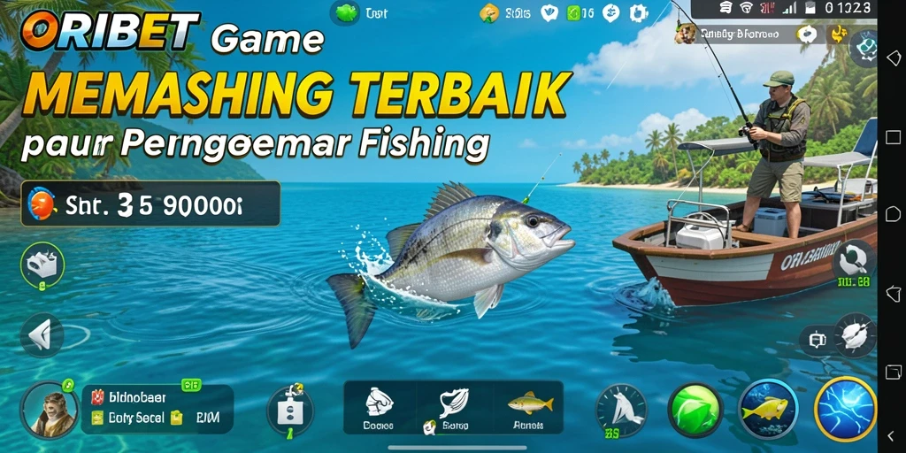 Tampilan gameplay ORIBET yang seru dan mendebarkan saat memancing.