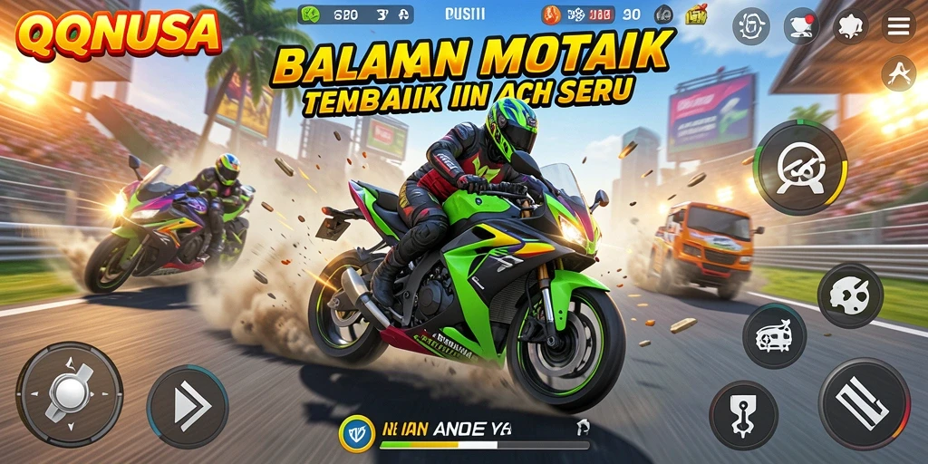 Gameplay seru dan mendebarkan di balapan motor QQNUSA.