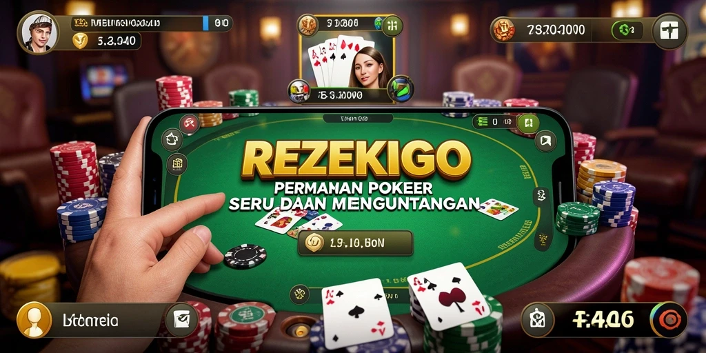 Tampilan gameplay Poker yang memukau di REZEKIGO.