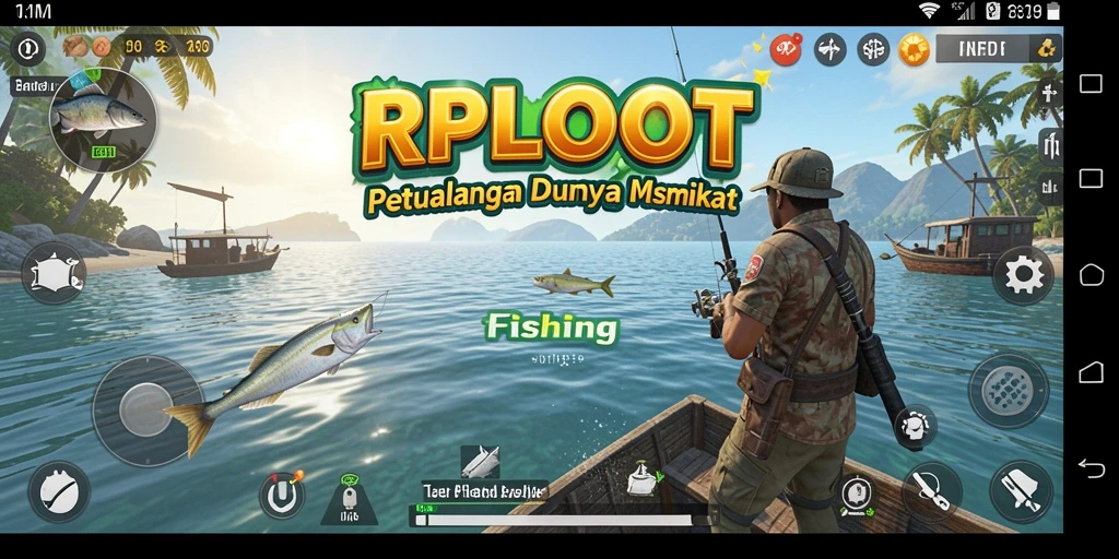 Screenshot gameplay RPLOOT menampilkan pengalaman seru dalam memancing.